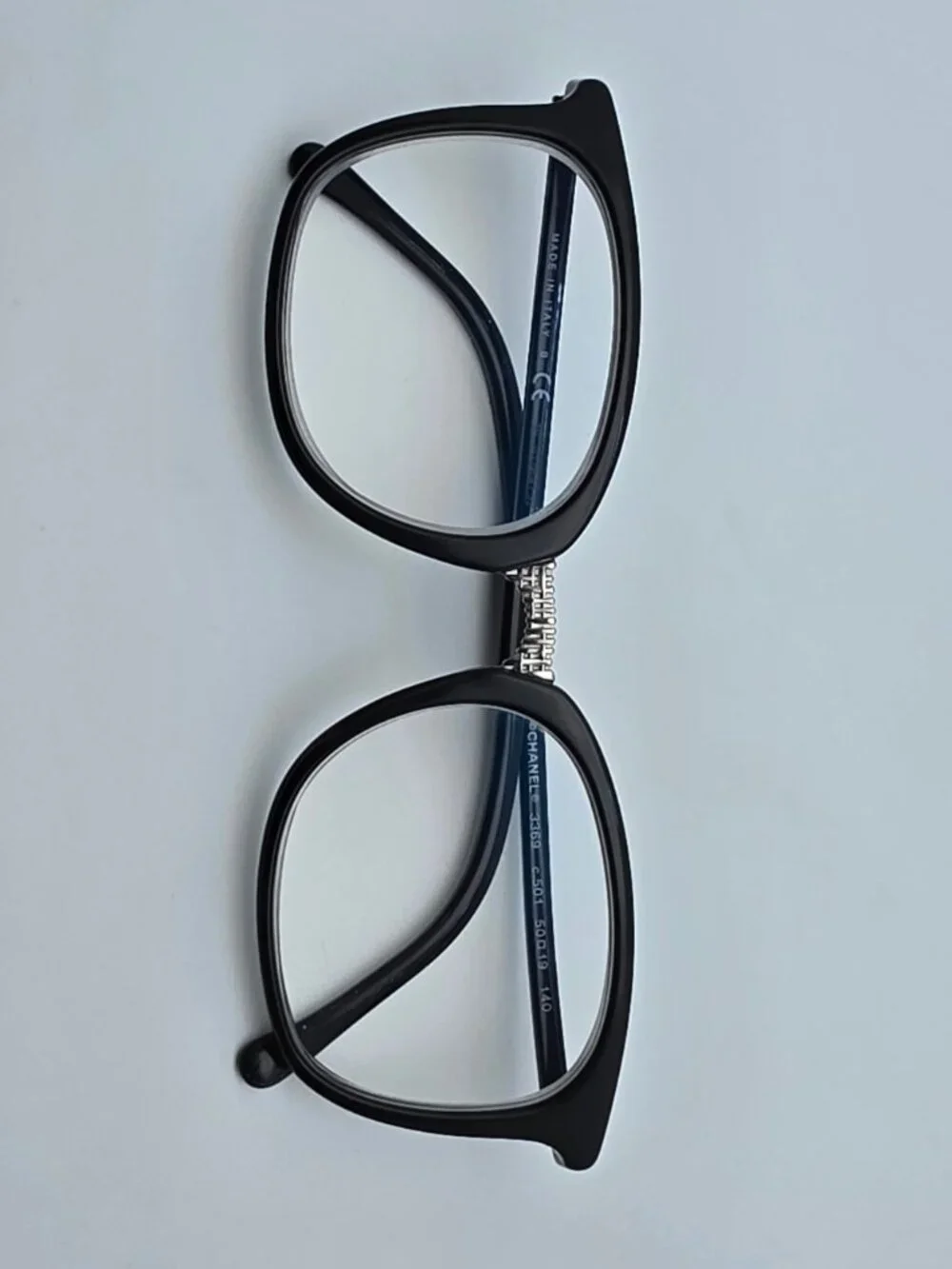 Chanel 3369 c.501 Black Silver CC Square Eyeglasses Frame Italy 50-19-140